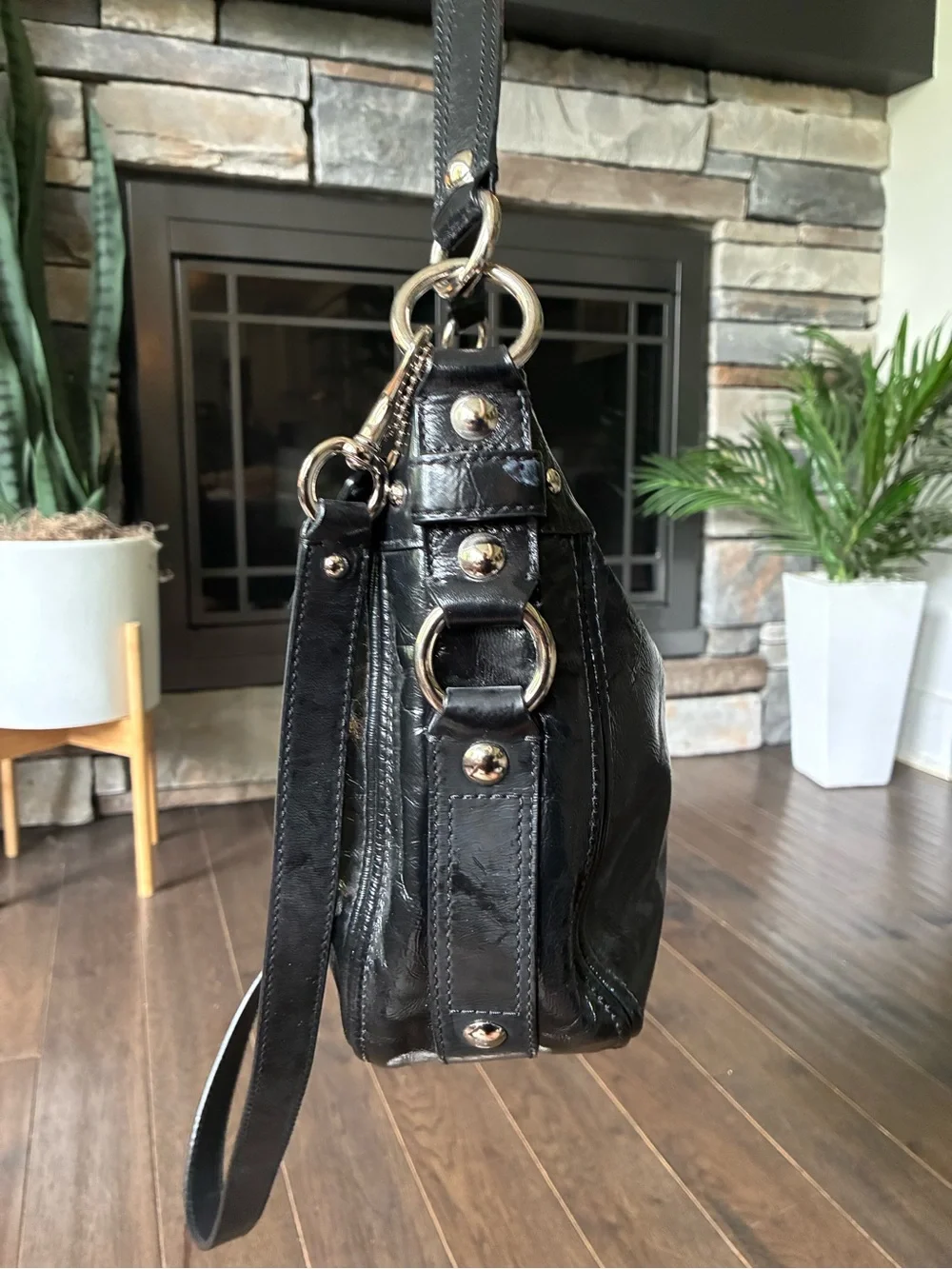 Coach Zoe Crinkle Patent Leather Convertible Hobo Bag, 15478, Y2K